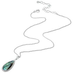Beach Chic Abalone Teardrop Silver Plated Fashion Necklace