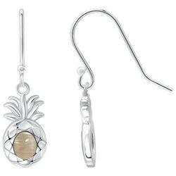 Beach Chic Silver Plated Pineapple Earrings