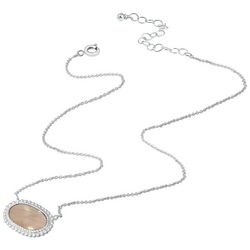 Beach Chic Silver Plated Oval Stone Necklace