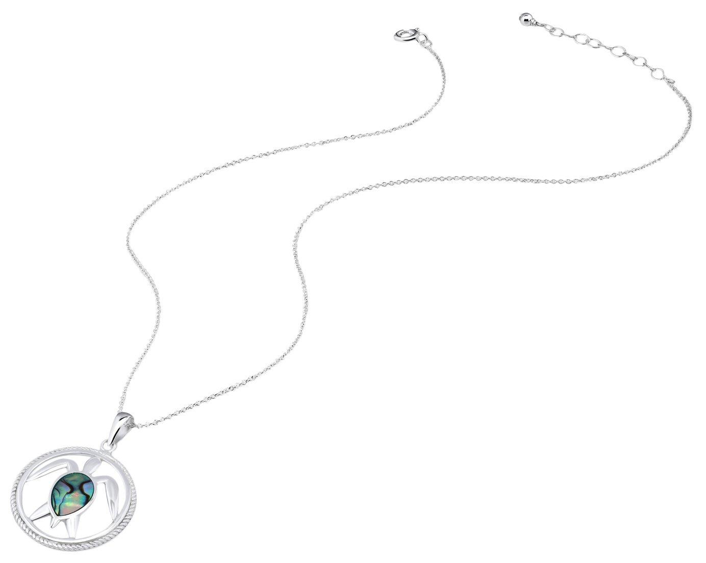 Beach Chic Abalone Turtle Open Circle Chain Necklace