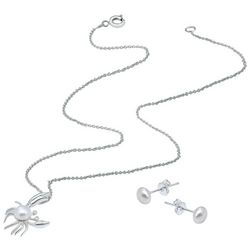 Beach Chic 2 Pc Crab Faux Pearl Necklace & Stud Earrings Set
