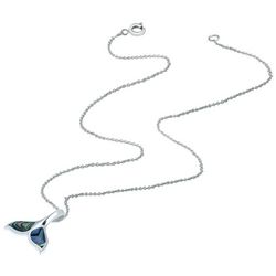 Beach Chic Abalone Whale Tail Silver Tone Necklace