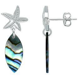 Beach Chic Silver Plated Angelfish Abalone Dangle Earrings