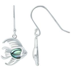 Beach Chic Silver Plated Angelfish Abalone Earrings
