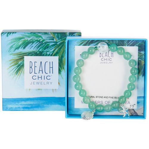 Beach Chic Beaded Shell & Starfish Charm Bracelet