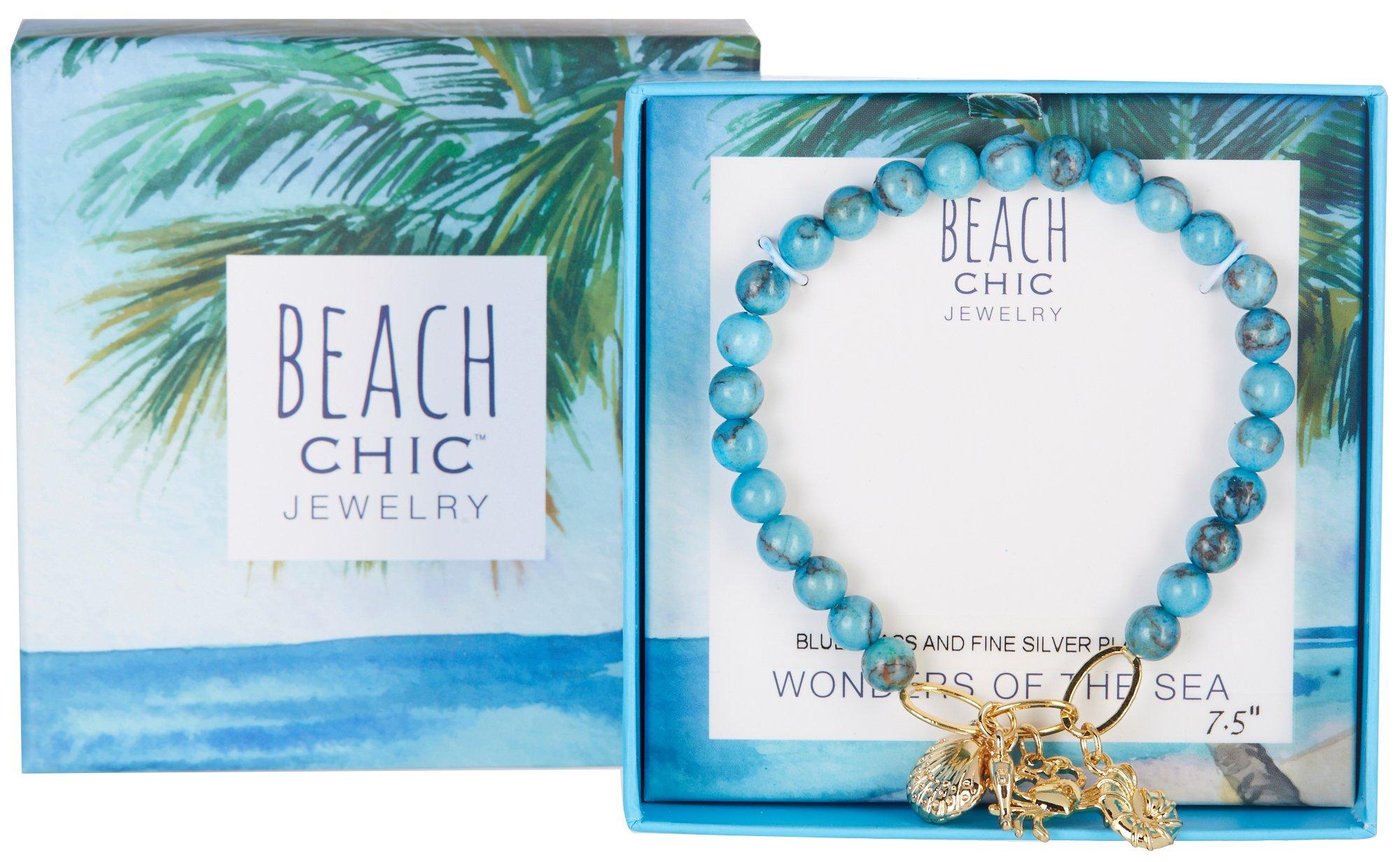 Beach Chic Beaded Sealife Charm Bracelet