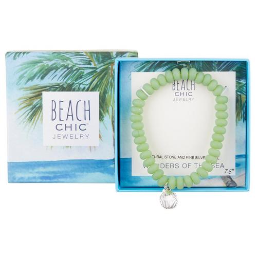 Beach Chic Sea Glass Bead Shell Charm Stretch