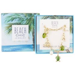 Beach Chic Wonders Of The Sea Goldtone Turtle Charm Bracelet
