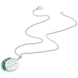 Beach Chic Abalone Moon Stars Silver Plated Fashion Necklace