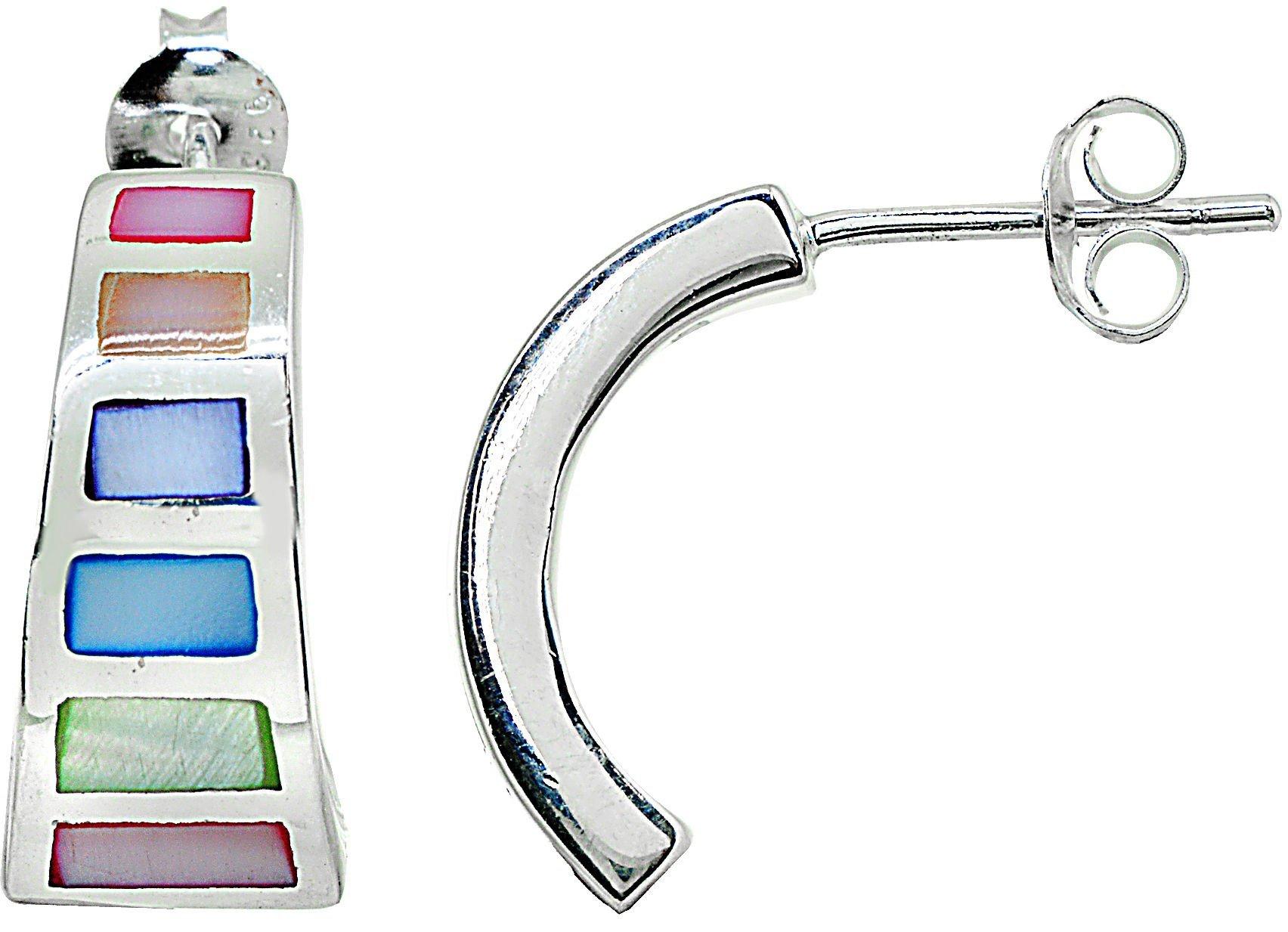 Silver Plated Chip Rainbow Earrings
