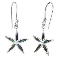Silver Plated Starfish Abalone Earrings