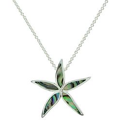Beach Chic Silver Plated Abalone Starfish Pendant Necklace