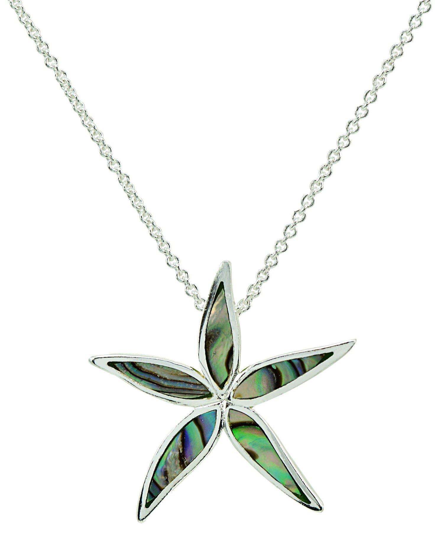 Silver Plated Abalone Starfish Pendant Necklace