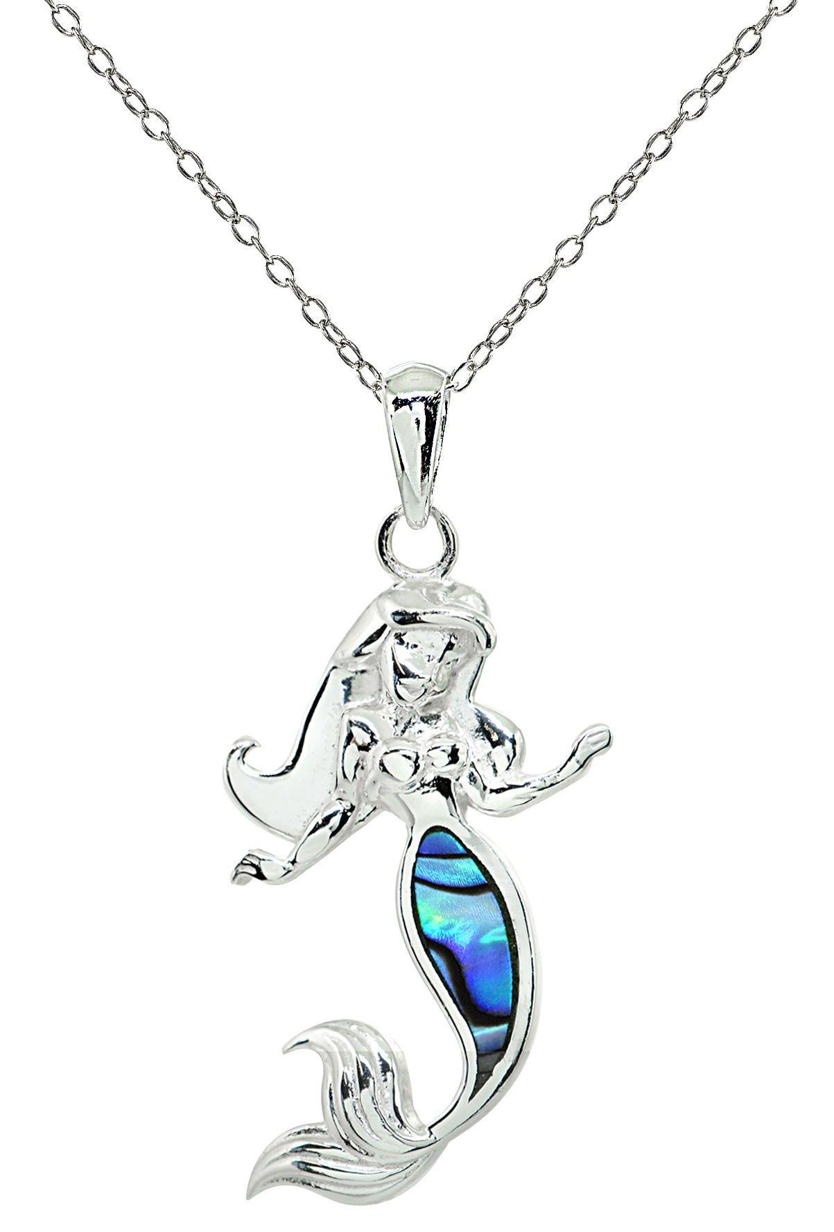 Beach Chic Silver Plated Abalone Mermaid Necklace