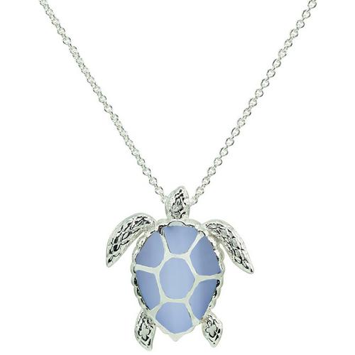 Beach Chic Silver Plated Sea Turtle Pendant Necklace