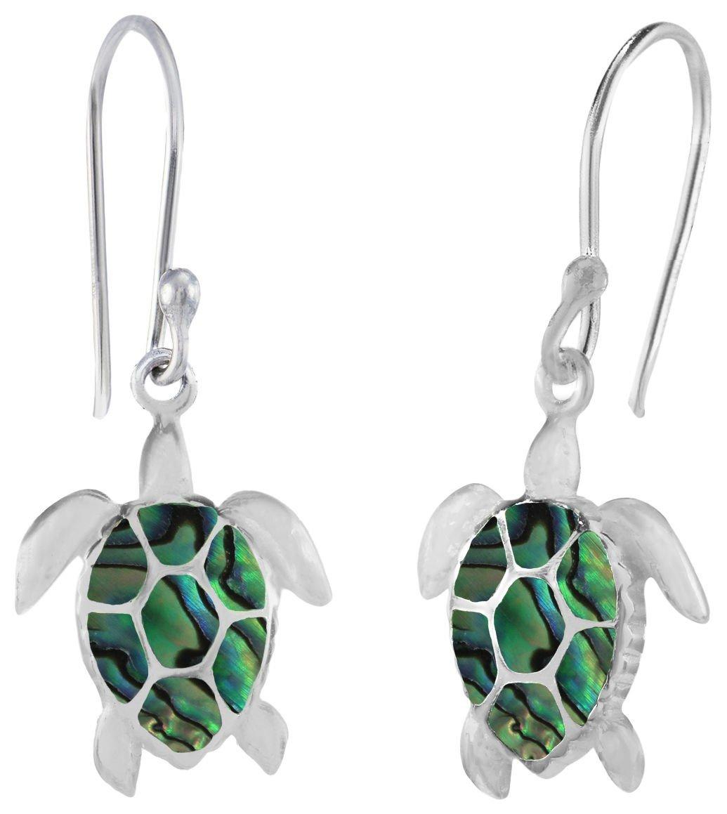 Sea Turtle Abalone Dangle Earrings