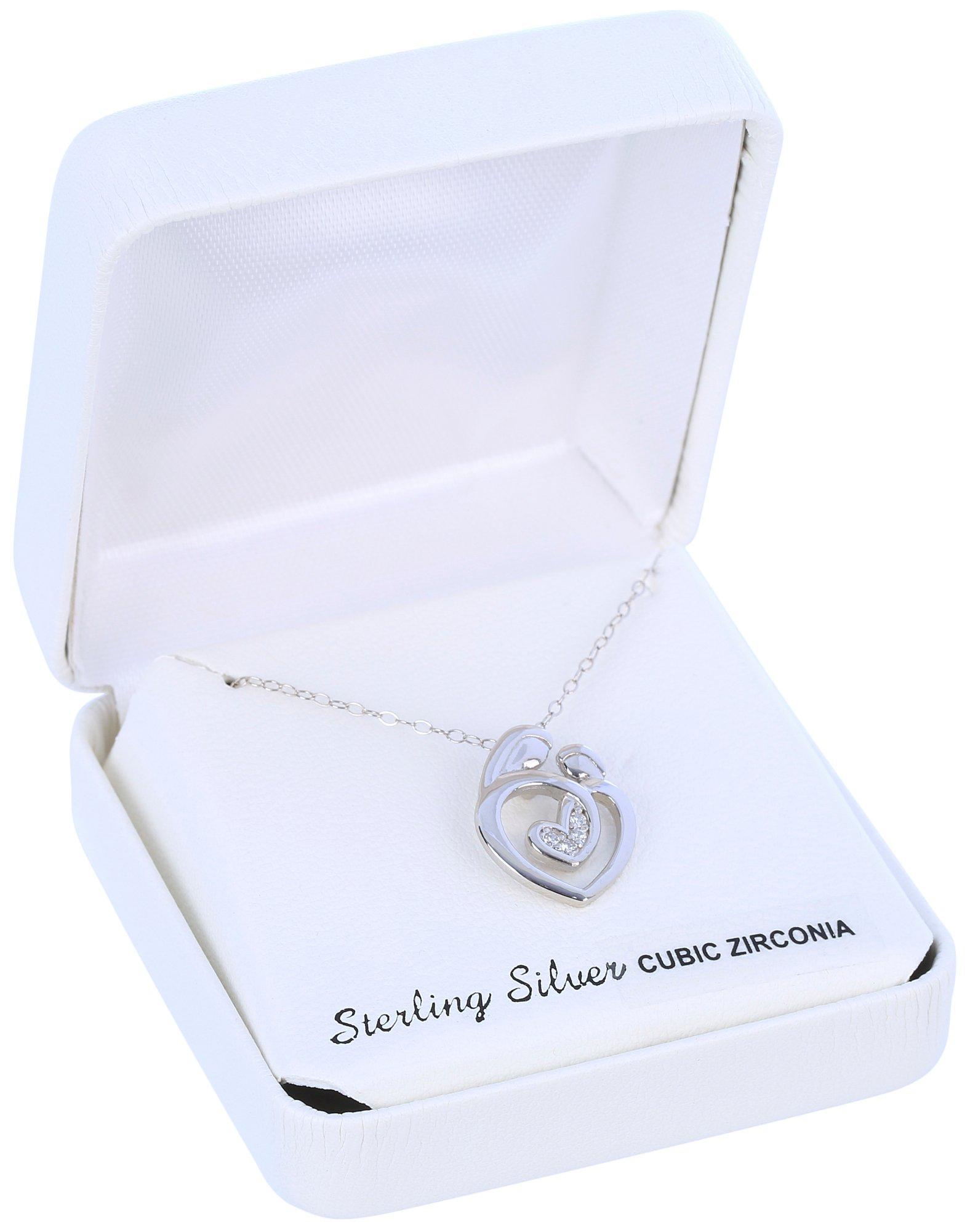 16 In. CZ Heart Chain Necklace