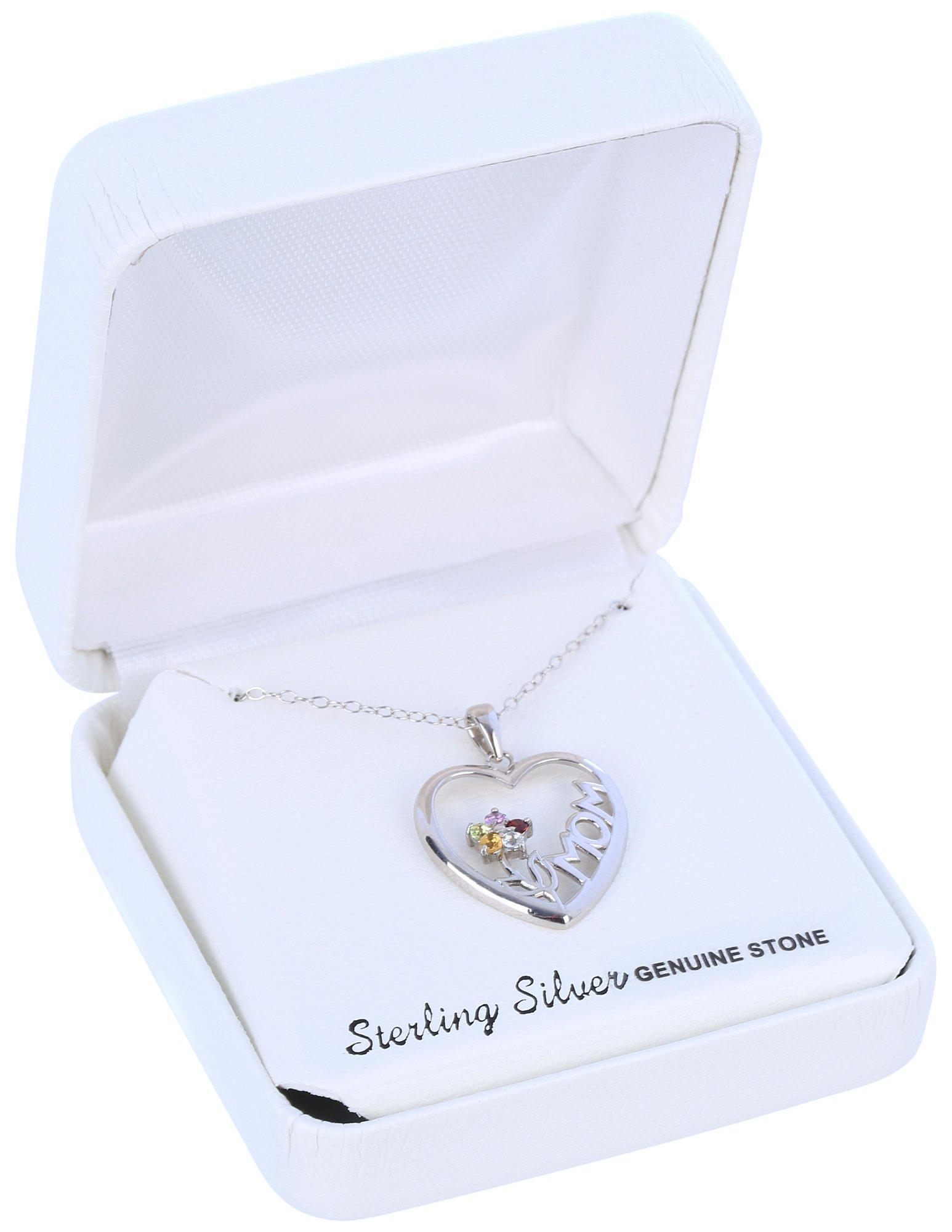16 In. Mom Heart & Flower Chain Necklace