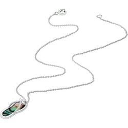 Beach Chic Silver Plated Abalone Flip Flop Necklace