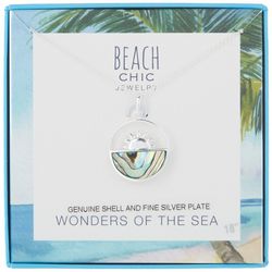 Beach Chic Sun & Abalone Sea Silver Plated Necklace