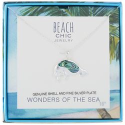 Beach Chic Abalone Manatee Silver Plated Necklace