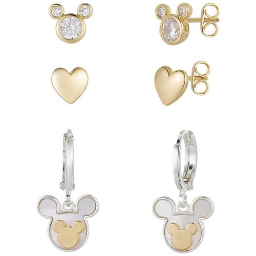 Disney 3-Pc Mickey Stud Hoop Earring Set