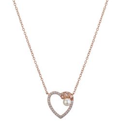Disney Pave Minnie Mouse Heart Rose Gold Pendant Necklace