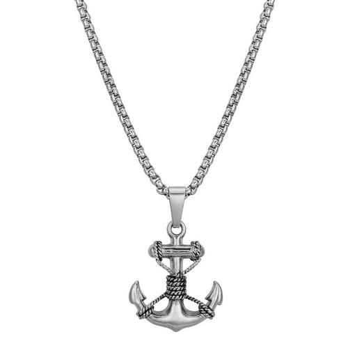 He Rocks Mens Anchor Pendant 24 In. Chain