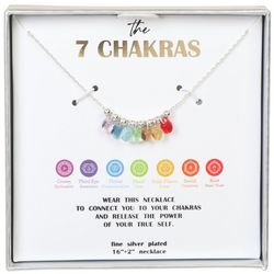 Genuine Stone 16 In. 7 Chakras Beaded Chain Necklace