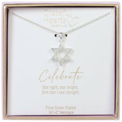Grateful Hearts 16 In. Pave Star Of David Necklace