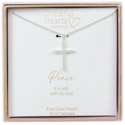 Grateful Hearts 16 In. Pave Crystal Cross Necklace