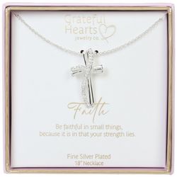 Grateful Hearts 18 In. Pave Swirl Cross Necklace