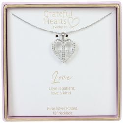 Grateful Hearts 18 In. Pave Heart & Cross Necklace