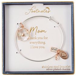 Footnotes Mom Love You Heart Charms Expandable Bracelet