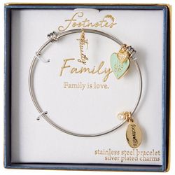 Footnotes Family Tree Heart Charms Expandable Bracelet