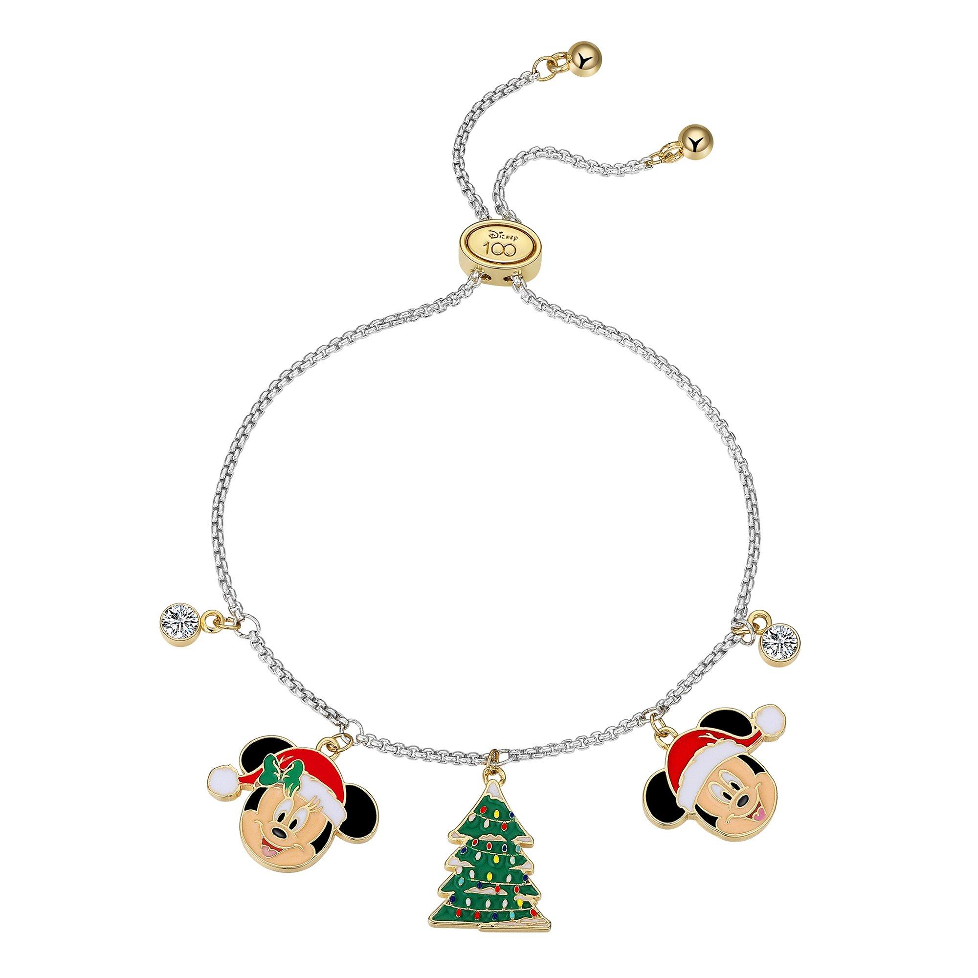Disney Enamel Mickie & Minnie Adjustable Charm Bracelet