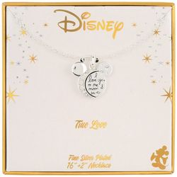 Disney Holiday Pave Mickey I Love You Charm Necklace