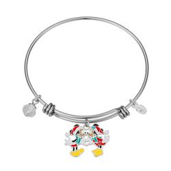 Disney Enamel Mickie & Minnie Charm Bangle Bracelet