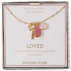 Genuine Stone 18'' Loved Heart Charms Chain Necklace