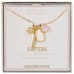 Genuine Stone 18'' Sisters Mother Of Pearl Chain Necklace