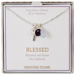 18'' Blessed Agate Glass Cross Chain Necklace