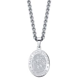 He Rocks Mens St.Christopher 24 In. Wheat Chain Necklace