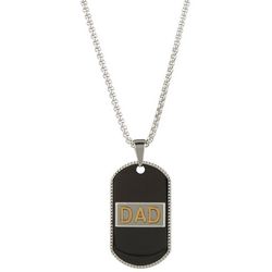 He Rocks Mens Dad Dog Tag Pendant 24 In. Chain Necklace