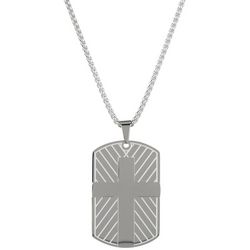 He Rocks Mens Cross Dog Tag Pendant 24 In. Chain Necklace