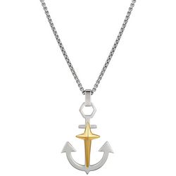 He Rocks Mens Anchor Cross Pendant 23 In. Chain Necklace
