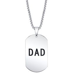 He Rocks Mens Dad Dog Tag Pendant 23 In. Chain Necklace