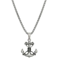 He Rocks Mens Anchor Pendant 24 In. Chain Necklace