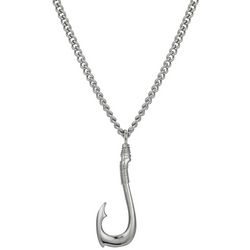 He Rocks Mens Fish Hook Pendant 23 In. Chain Necklace