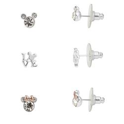 3-Pc Mickey & Minnie Mouse Stud Earring Set