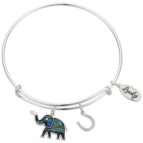 Footnotes Elephant Charm Bangle Bracelet